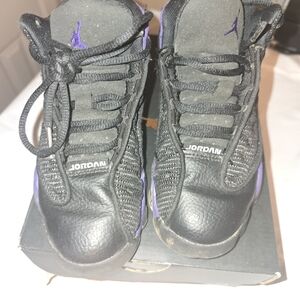 Jordan Kids Black and Purple Sneakers